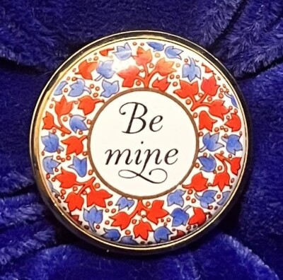 Halcyon Days enamel trinket box ''Be Mine'' with original box and description card