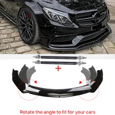 Front Bumper Lip Splitter Spoiler Bod Gloss Black For Mercedes-Benz C180 C200