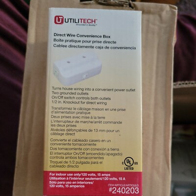 Utilitech Direct Wire Convenience Box for Direct Wire Conversions PN: 240203