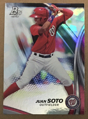 2017 BOWMAN PLATINUM JUAN SOTO TOP PROSPECT FOIL BOARD NO. TP-JS NEW YORK METS