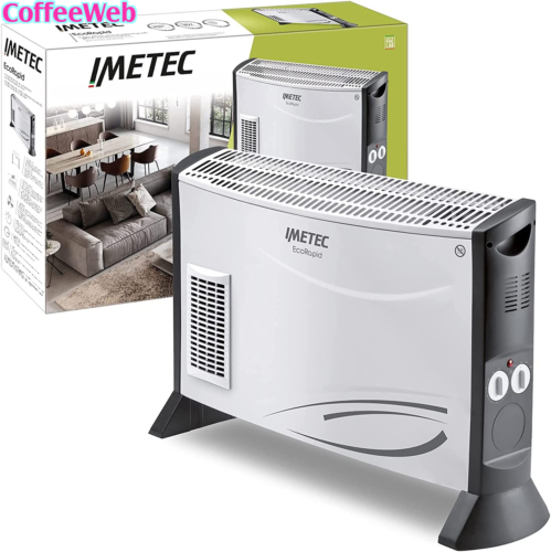 Imetec Eco Rapid, Stufa Elettrica 2000 W, Tecnologia a Basso Consumo Energetico,