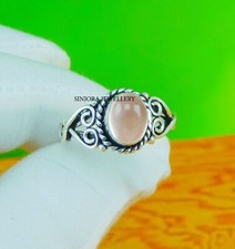 Rose Quartz Gemstone 925 sterling silver handmade Gift Ring US size 5 to 13