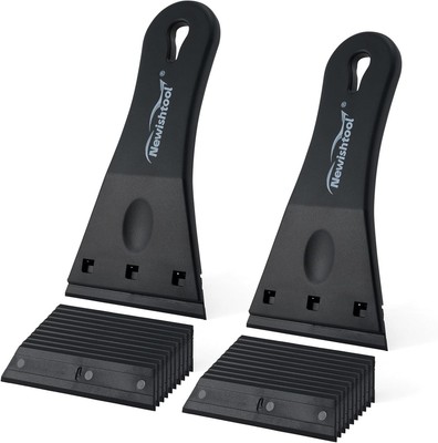 2 PCS 3'' Plastic Blade Scraper and 20 PCS Spare Extra Wide Plastic Razor Blades
