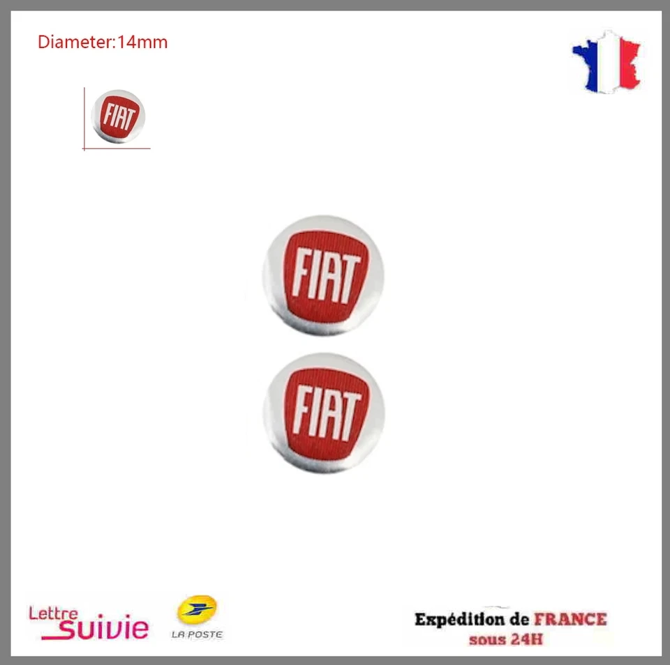 2 LOGO STICKERS POUR CLÉ Fiat 500 500C Brava Bravo Evo Panda Punto Doblo Ducato