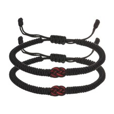 Matching Bracelets for Couple, 2pcs Red Black Knots Bracelets, Black