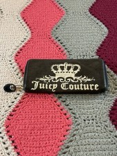 Juicy Couture Black Velour Rectangle Wallet Y2K Crown Logo Vintage