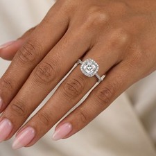 Engagement Ring 14K White Gold Halo Princess 1.70 Carat Lab-Grown Diamond E VS1