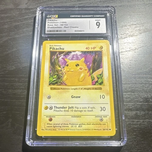 RARE POKEMON PIKACHU RED CHEEKS SHADOWLESS BASE SET GRADED MINT CGC 9