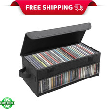 CD Storage Box, CD Case Holder with Handles, 14.17 6.3 5.51In Lid and Clear Wind