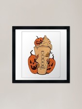 Pumpkin Spice Latte T Shirt, Coffee Framed Wall Art Poster Canvas Print Picture