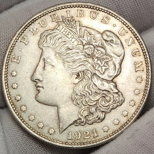 1921 P Morgan Silver Dollar, AU, 90% Silver US Coin, Morg-2141p5