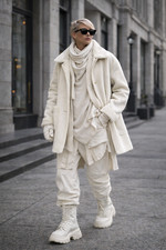 Uhle veganer Shearling Mantel weiß Oversize Made in Germany 38–42