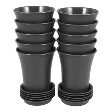 10 Pcs Black Plastic Pots for Plants Indoor Planters with Drainage and Tray