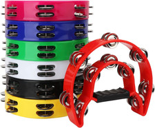 Double Row Tambourine 9.06 Inch Handheld Musical Instrument with 20 Metal