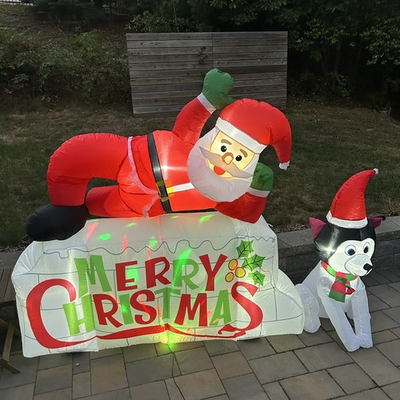 #ad Meland Christmas Yard Inflatable Decoration Santa W Husky Model #SDJ020 PB $129.99