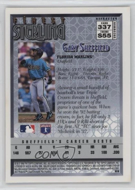 1996 Topps Finest Refractor Gary Sheffield #337 - Image 2 of 2