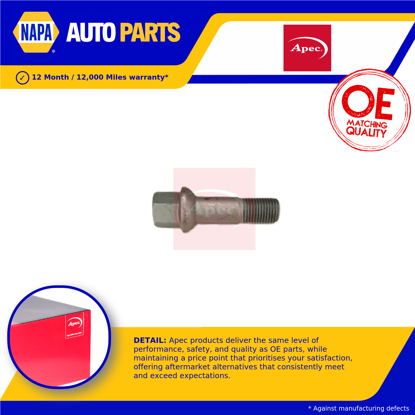 Wheel Bolt / Stud / Nut AHB0044 Apec Genuine Top Quality Guaranteed New