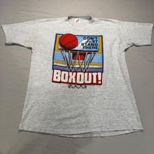 Vintage 90s Basketball BOXOUT T Shirt XL Jerzees USA Made Single Stitch Mens
