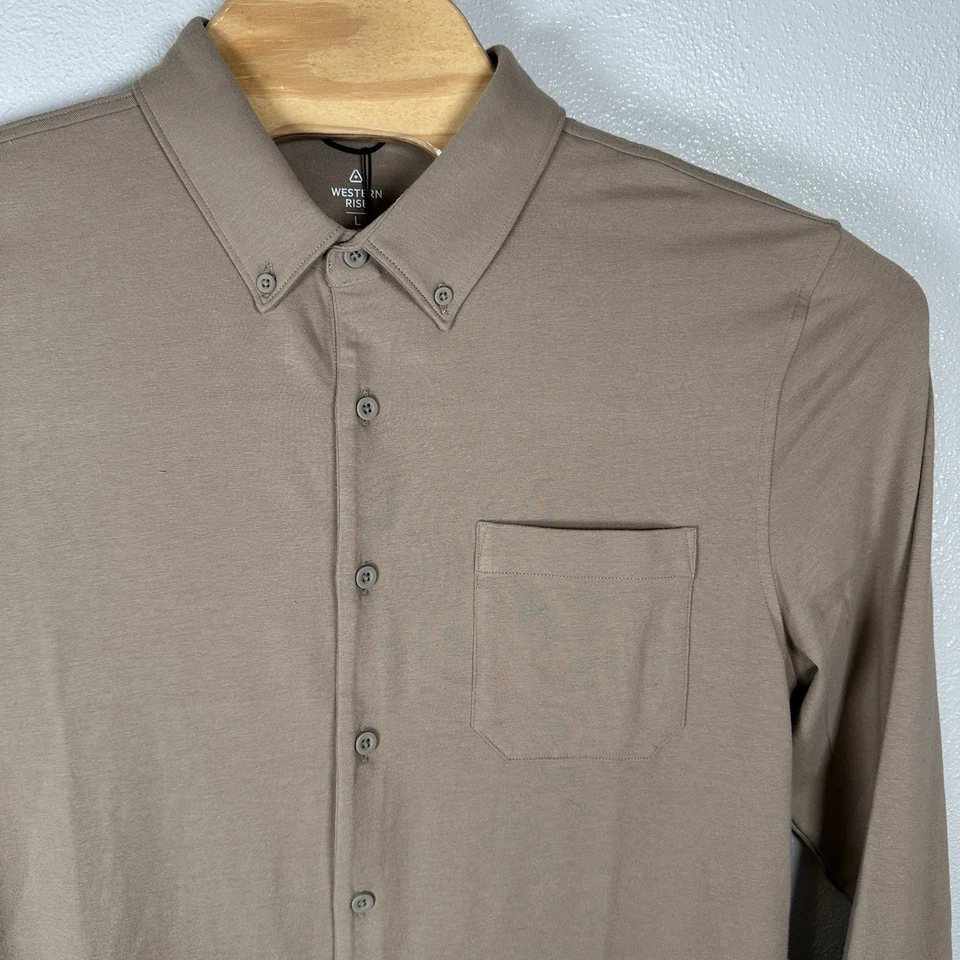 NUEVA Camisa Western Rise Algodón Abotonada Para Hombres Grande Bronceado Arena Elastizada Absorbente Foto 2 de 4