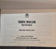 Lotus Europa Twin-Cam Parts List