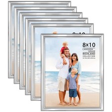 8x10 Picture Frames Set Silver, 6 Pack Distinguished Edging for Classic Sty...