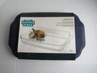PYREX Portables 233-S 3 Qt Ribbed Casserole Dish With Blue Lid  13x9x2 — photo 1