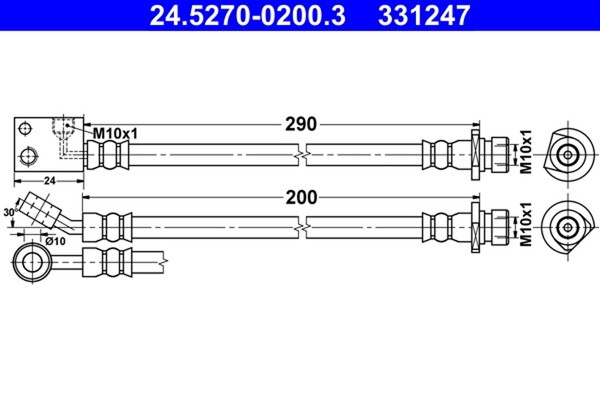 ATE Bremsschlauch 24.5270-0200.3 FüR Civic FK Honda FN 8 Hatchback FK1 FN1 FK2-image