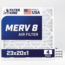 Filter King 23x20x1 Air Filter 4-PACK MERV 8 Actual Size 23 x 20 x .75"