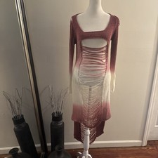 FashionNova Distressed Sweater... Ombr  White, Pink, Burgundy... Size Medium