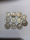 Mercury Silver Dimes Lot of 11 With Different Dates From 1917 - 1940 Some Gone