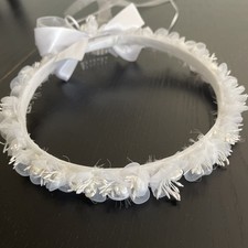 Kid's Dream Flower Girl Headband Cream Floral Bow Comb Wedding First Communion