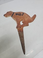 No Dog Doggie Potty Pooping Dumping Yard Sign Cast Iron Lawn Garden Stake Decor