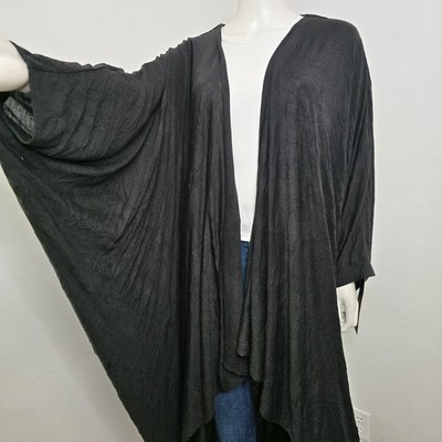 Kedem Sasson O/S Duster Jacket Cardigan Dolman Sleeve Cocoon Black Lagenlook NWT
