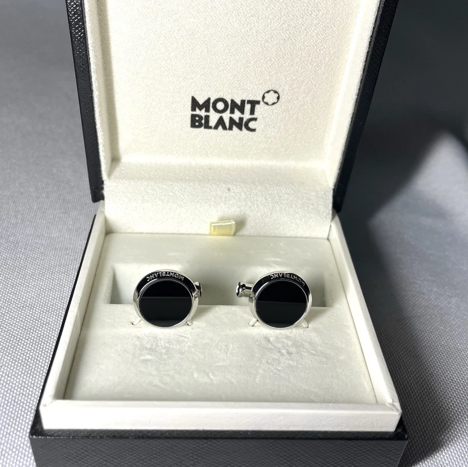 Autentici recenti bellissimi gemelli Montblanc Meisterstuck onice nero regalo - Immagine 4 di 4