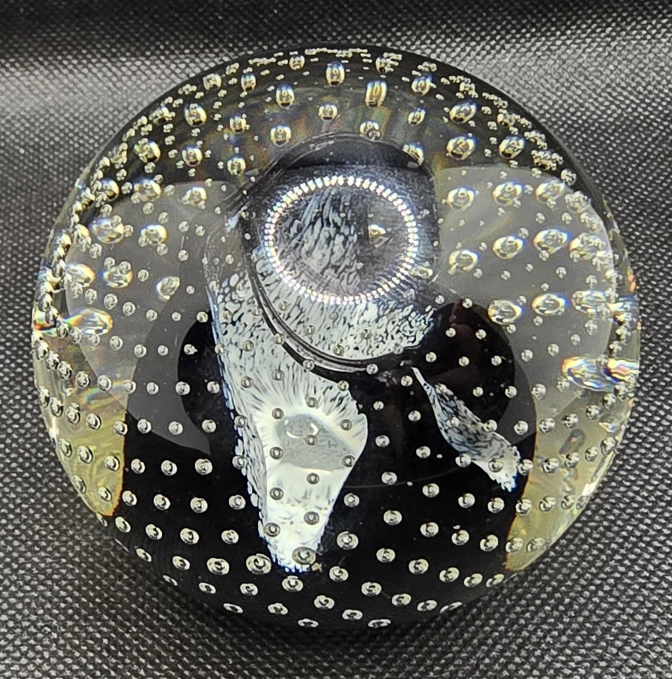 De colección Caithness Caldero Sable Arte Vidrio Pisapapeles Escocia 2.5" Burbujas Remolino Foto 4 de 4
