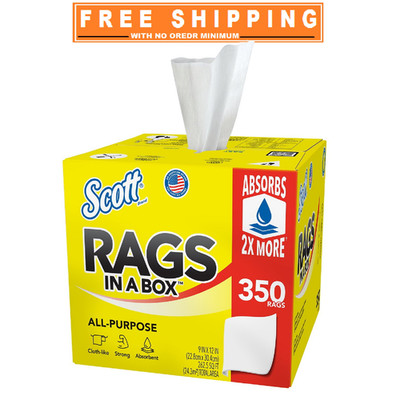 Scott Rags In a Box, White, All Purpose 350 Sheets/Box