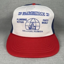 Vintage Plumbstock Plumbing Repair Orlando Florida Trucker Snapback US Crown