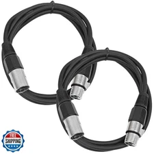 Seismic Audio - SAXLX-6-2 Pack of 6' XLR Male to XLR Female Patch Cables - Ba
