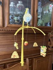 Vtg. 60's/70  s Judi  s Orijinals Honest Bear Crib Mobile Musical, Yellow  Orange