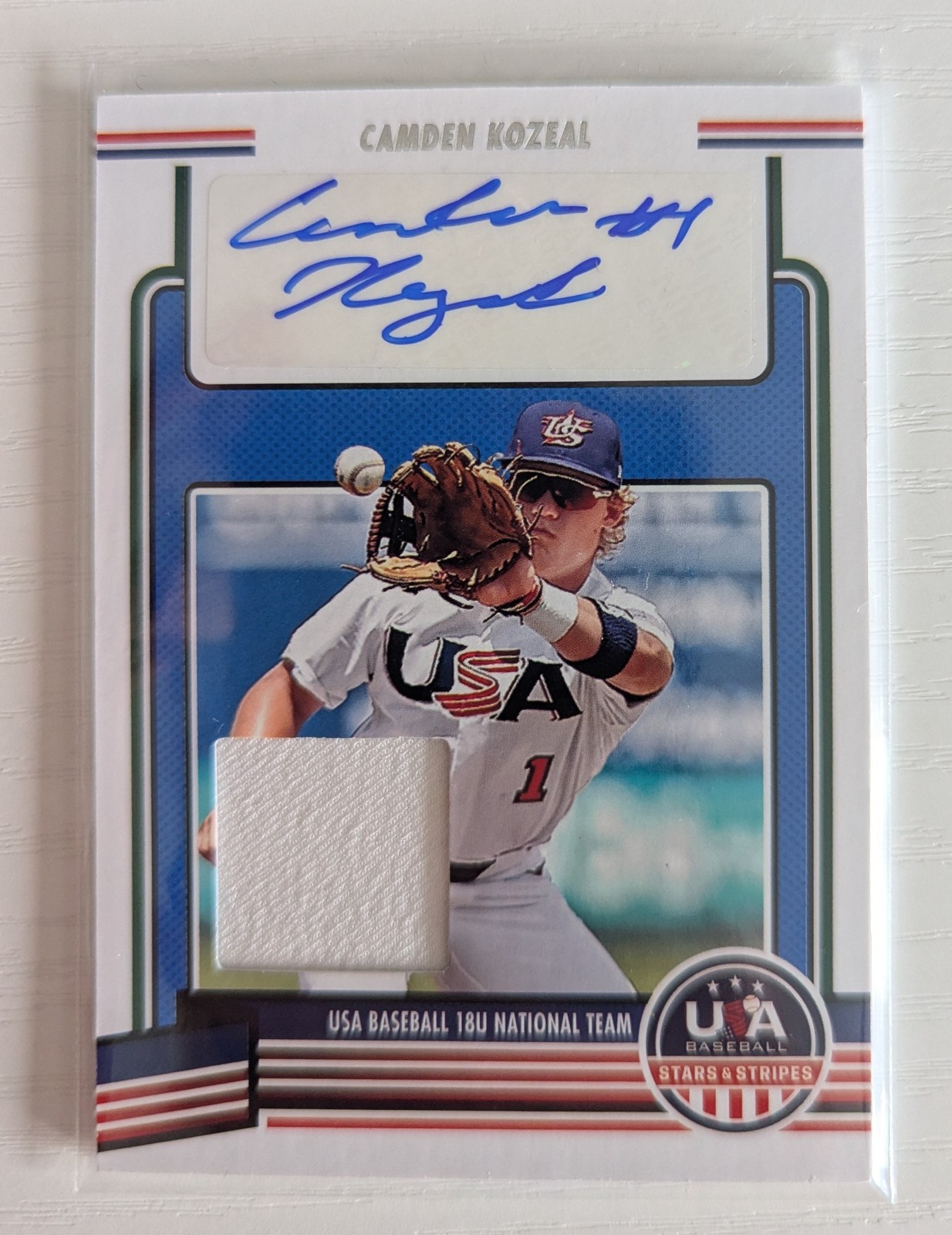 Camden Kozeal 2023 Panini Stars & Stripes Signatures Materials MEM,AU #18U-CK