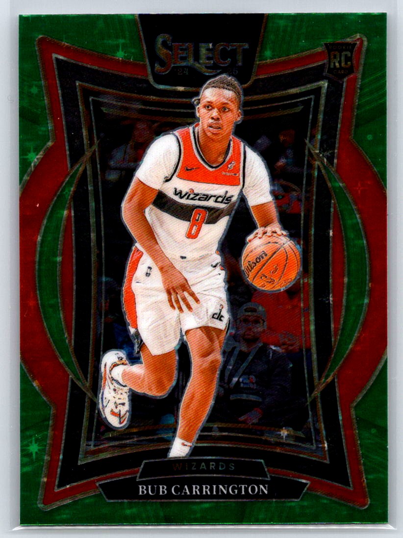 2024-25 Panini Select Bub Carrington #81 RC Green Stars Prizm Washington Wizards