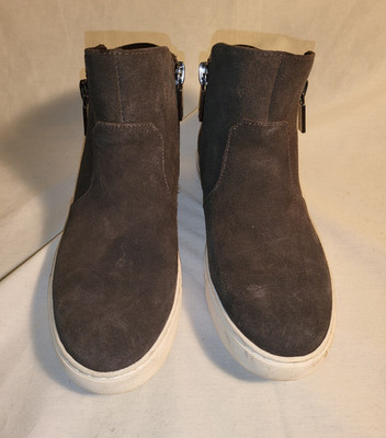 Kenneth Cole Kiera Gray Leather Ankle Booties Womens 6.5M Round Toe Zip