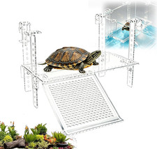 Turtle Basking Platform, Clear Acrylic Turtle Dock with Slip-Resistant Ramp and