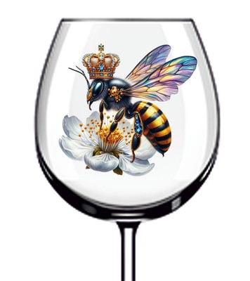 12x bunte Bienenkönigin Vinyl Aufkleber Abziehbild Becher Weinglas Flasche Van Auto