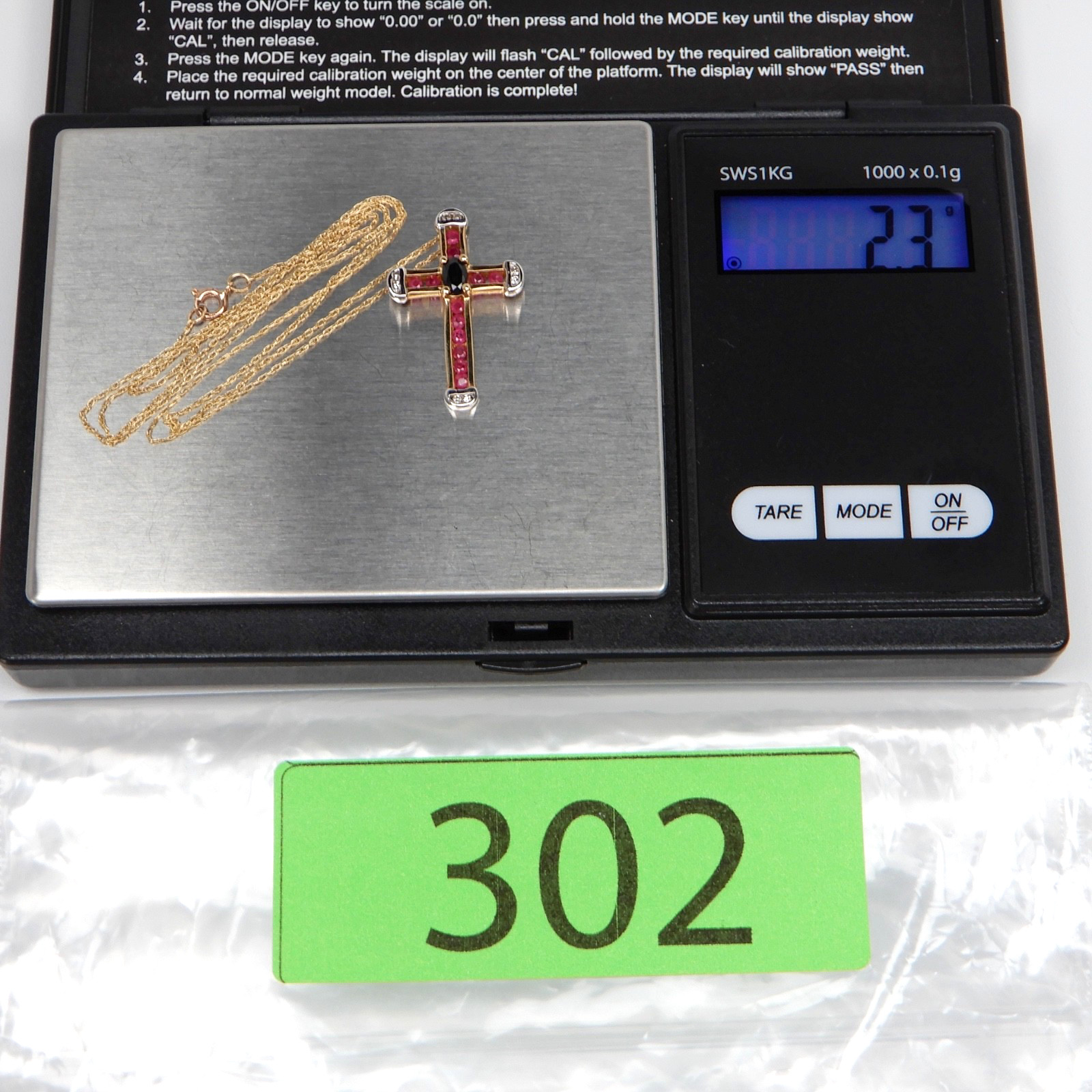 Solid 10K Yellow Gold Ruby Cross Pendant & Chain … - image 16