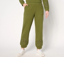 LOGO Life by Lori Goldstein Petite French Terry Joggers - Green Sz PL a662773
