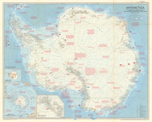 Antarctica. National Geographic map for the International Geophysical Year 1957