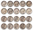 $1 Face Value MERCURY DIME 1916-1945 P D S Mint 10 Silver USA Rare Coins 🔥90%