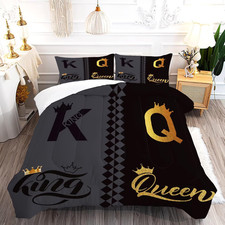 King and Queen Bedding for King Size Black Grey Comforter Set Women Men Adults C