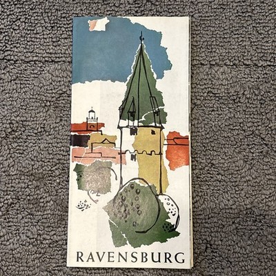 Vintage Ravensburg Germany Travel Tourist Brochure Map Stamped Hotel Hildenbrand
